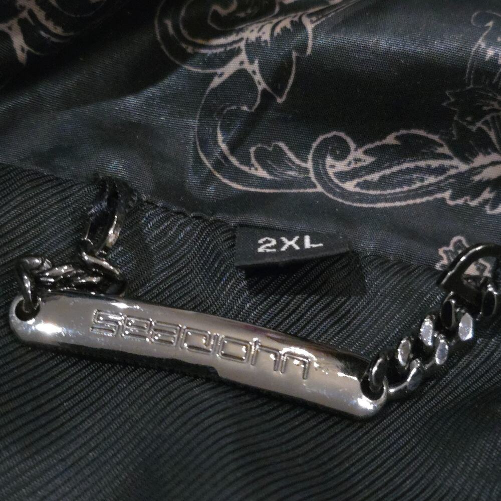 Sean John Puffer Jacket 2XL Black Full Zip Crown Crest Monogram Print Coat - Picture 9 of 15